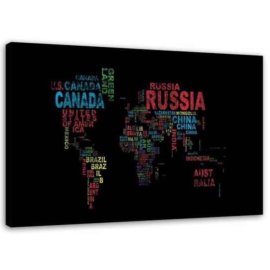 Obraz na płótnie FEEBY, Mapa świata z nazw krajów 60x40 Feeby