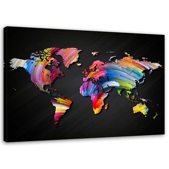 Obraz na płótnie FEEBY, Mapa świata z różnymi kolorami 100x70 Feeby