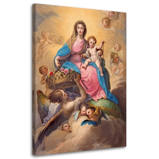 Obraz na płótnie FEEBY, Matka Boska z Dzieciątkiem wśród aniołów Segowia 40x60 Feeby