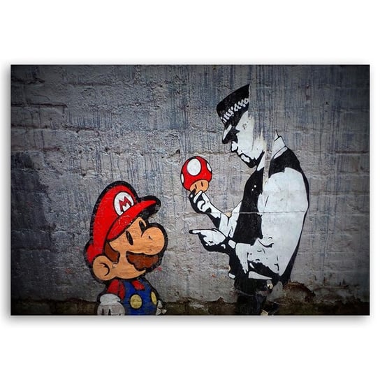 Obraz na płótnie FEEBY, MŁODZIEŻOWY Banksy Super Mario 100x70 Feeby