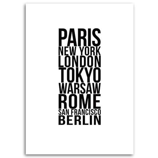 Obraz na płótnie FEEBY, Napis Paryż Londyn Tokio 70x100 Feeby