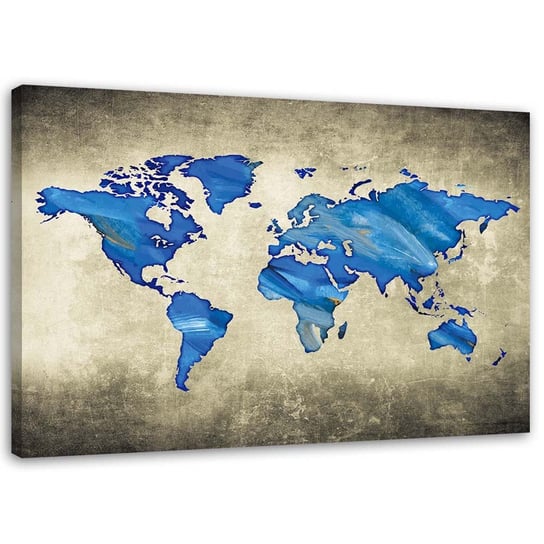 Obraz na płótnie FEEBY, Niebieska Mapa Świata 100x70 Feeby