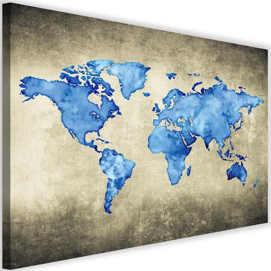 Obraz na płótnie FEEBY, Niebieska Mapa Świata 60x40 Feeby