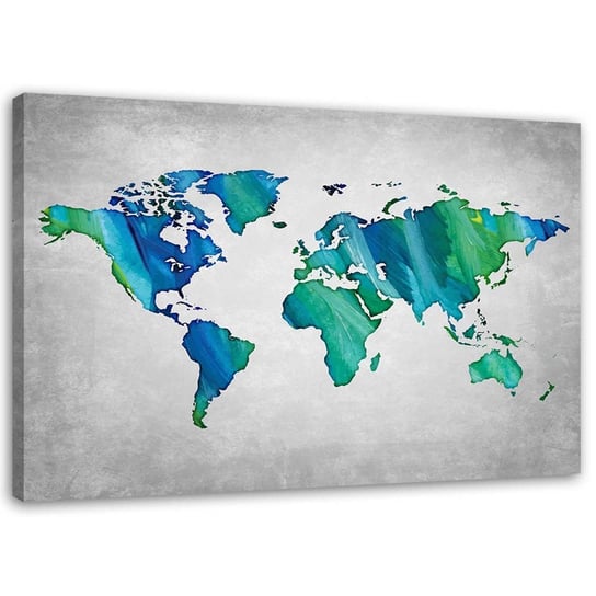 Obraz na płótnie FEEBY, Niebiesko-zielona mapa świata 100x70 Feeby