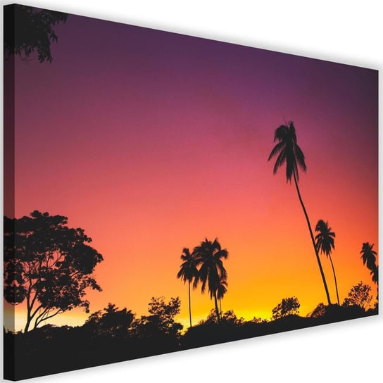 Obraz na płótnie FEEBY, Palmy Zachód Słońca Morze 120x80 Feeby