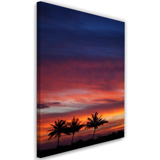 Obraz na płótnie FEEBY, Palmy Zachód Słońca Morze 40x60 Feeby