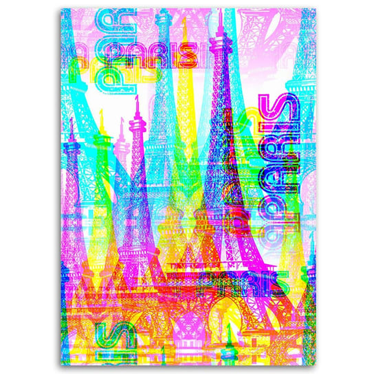 Obraz na płótnie FEEBY, Paryż Wieża Eiffla Neon 60x90 Feeby