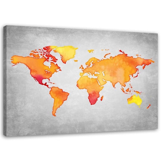 Obraz na płótnie FEEBY, Pomarańczowa mapa świata 100x70 Feeby