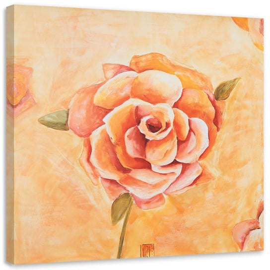Obraz na płótnie FEEBY, Pomarańczowa róża z bliska 50x50 Feeby