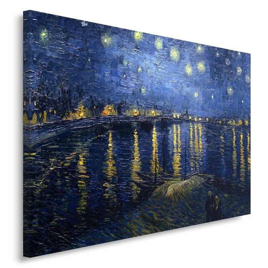 Obraz na płótnie FEEBY, Reprodukcja obrazu V. van Gogha – gwiaździsta noc nad rodanem 60x40 Feeby