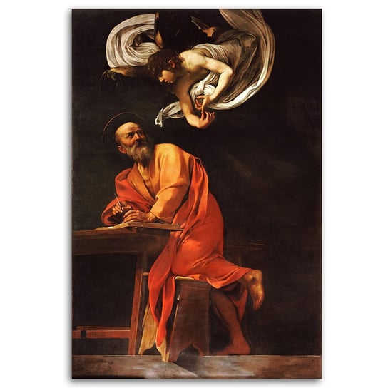 Obraz na płótnie FEEBY, REPRODUKCJA Św.Mateusz i Anioł - Caravaggio 60x90 Feeby