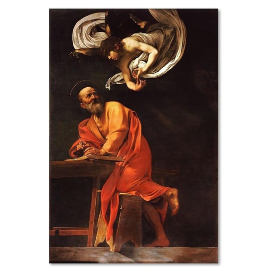 Obraz na płótnie FEEBY, REPRODUKCJA Św.Mateusz i Anioł - Caravaggio 70x100 Feeby