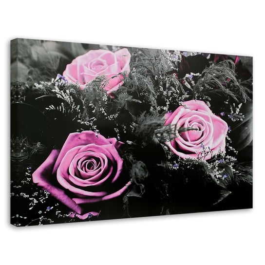 Obraz na płótnie FEEBY, Różowe róże w tajemniczym ogrodzie 120x80 Feeby