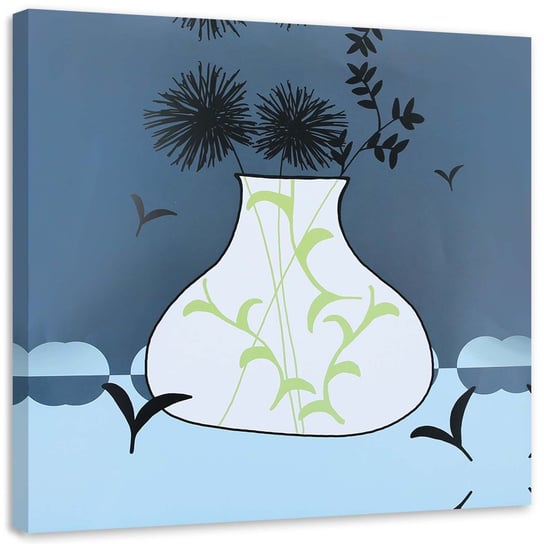 Obraz na płótnie FEEBY, Rysunek kwiatów w wazonie 50x50 Feeby