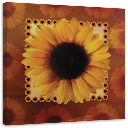 Obraz na płótnie FEEBY, Słonecznik na tle mniejszych słoneczników 50x50 Feeby