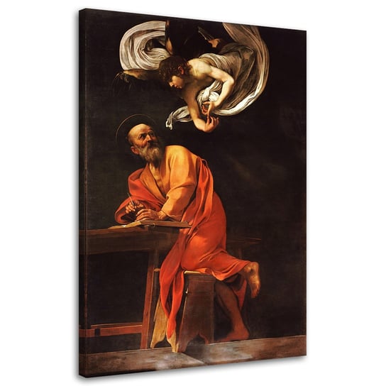 Obraz na płótnie FEEBY, Św. Mateusz i anioł - Caravaggio reprodukcja 70x100 Feeby