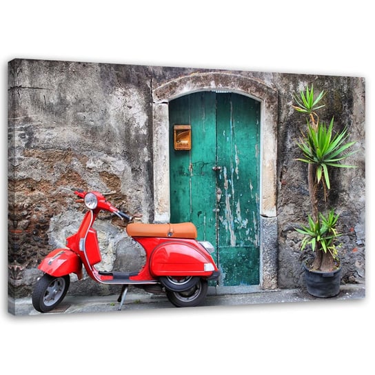 Obraz na płótnie FEEBY, Toscana czerwony skuter 100x70 Feeby