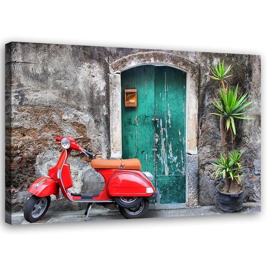 Obraz na płótnie FEEBY, Toscana czerwony skuter 60x40 Feeby