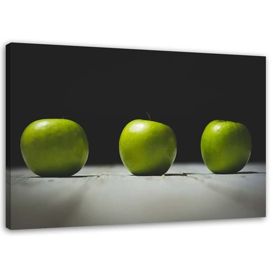 Obraz na płótnie FEEBY, Trzy zielone jabłka 100x70 Feeby