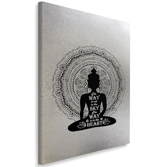 Obraz na płótnie FEEBY, w kolorze srebra Budda z motywem mandali 60x90 Feeby