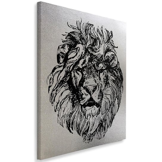 Obraz na płótnie FEEBY, w kolorze srebra Narysowana głowa lwa 70x100 Feeby