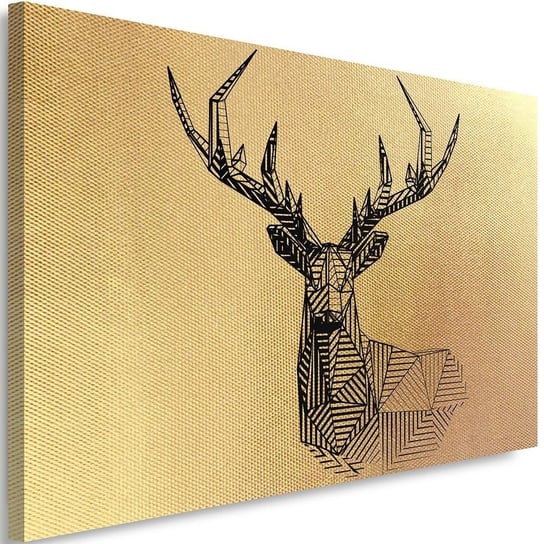 Obraz na płótnie FEEBY, w kolorze złota Geometryczna głowa jelenia 100x70 Feeby