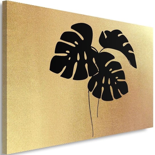 Obraz na płótnie FEEBY, w kolorze złota Tropikalne liście - monstera 60x40 Feeby