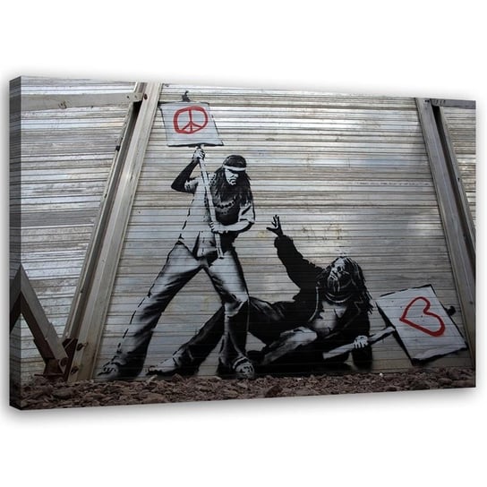 Obraz na płótnie FEEBY, Walka pokoju z miłością mural Banksy 60x40 Feeby
