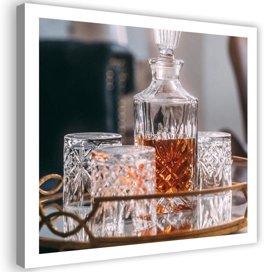 Obraz na płótnie FEEBY, Whisky - karafka i szklanki 30x30 Feeby