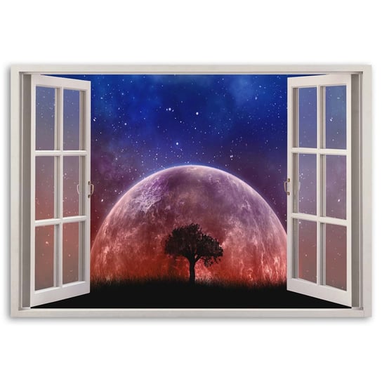 Obraz na płótnie FEEBY, Widok z okna Księżyc Drzewo 100x70 Feeby