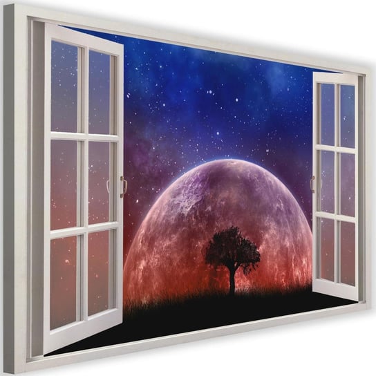 Obraz na płótnie FEEBY, Widok z okna Księżyc Drzewo 120x80 Feeby