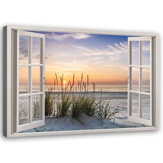 Obraz na płótnie FEEBY, Widok z okna na Plażę 120x80 Feeby