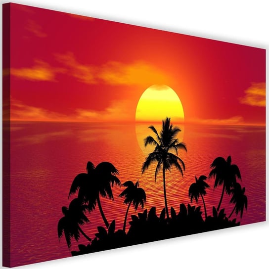 Obraz na płótnie FEEBY, Zachód słońca i palmy 120x80 Feeby