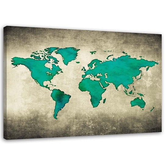 Obraz na płótnie FEEBY, Zielona Mapa Świata 100x70 Feeby