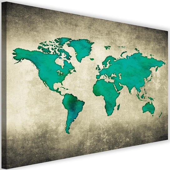 Obraz na płótnie FEEBY, Zielona Mapa Świata 60x40 Feeby
