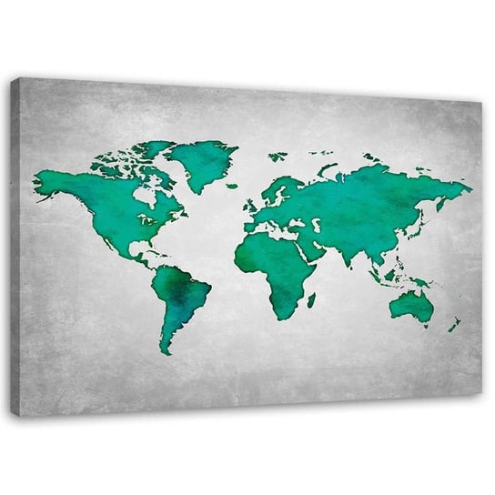 Obraz na płótnie FEEBY, Zielona mapa świata na betonie 60x40 Feeby