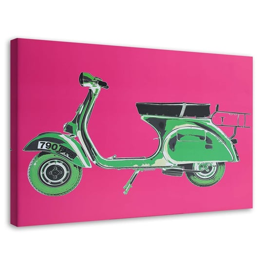 Obraz na płótnie FEEBY, Zielony skuter na różowym tle 90x60 Feeby