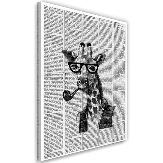 Obraz na płótnie FEEBY, Żyrafa z fajką - artykuł w gazecie 40x60 Feeby