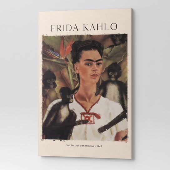 Obraz na płótnie FRIDA KAHLO SELF PORTAIT WITH MONKEYS REP00022 30x40 Wave Print