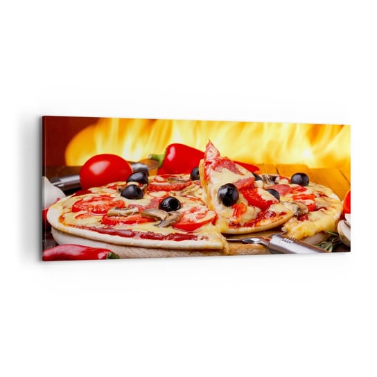 Obraz na płótnie - From Italy with love - 120x50cm - Gastronomia Pizza Włochy - Nowoczesny obraz na ścianę do salonu do sypialni ARTTOR ARTTOR