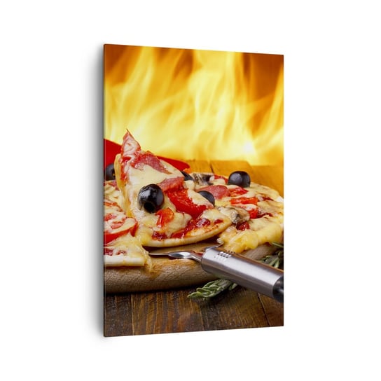 Obraz na płótnie - From Italy with love - 70x100cm - Gastronomia Pizza Włochy - Nowoczesny foto obraz w ramie do salonu do sypialni ARTTOR ARTTOR