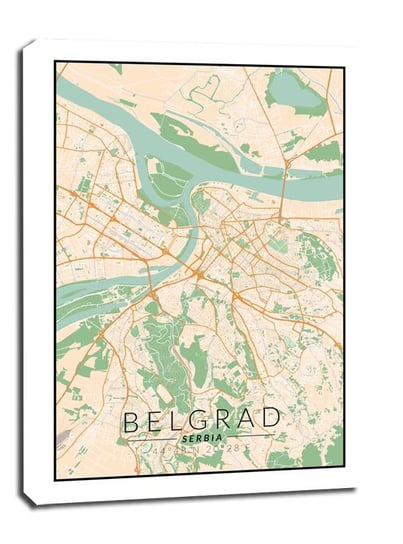 Obraz na płótnie, GALERIA PLAKATU, Belgrad mapa kolorowa, 30x40 cm Galeria Plakatu
