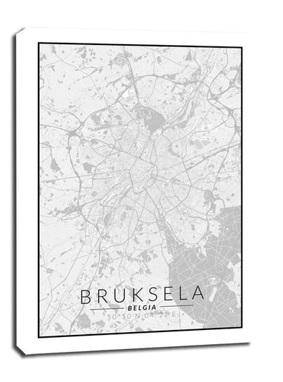 Obraz na płótnie, GALERIA PLAKATU, Bruksela mapa, czarno-biała, 70x100 cm Galeria Plakatu
