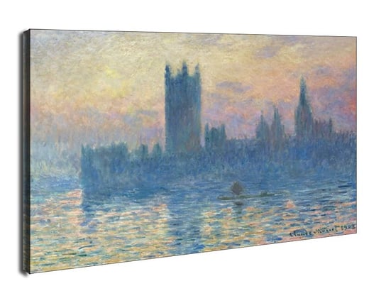 Obraz na płótnie, GALERIA PLAKATU, Budynek Parlamentu w Londynie o Zachodzie Słońca, Claude Monet, 50x40 cm Galeria Plakatu