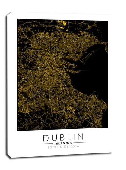 Obraz na płótnie, GALERIA PLAKATU, Dublin złota mapa, 30x40 cm Galeria Plakatu