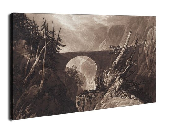 Obraz na płótnie, GALERIA PLAKATU, Liber Studiorum Little Devil_s Bridge over the Russ, above Altdorft, Swiss, William Turner, 120x90 cm Galeria Plakatu