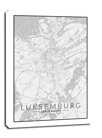 Obraz na płótnie, GALERIA PLAKATU, Luksemburg mapa czarno biała, 40x50 cm Galeria Plakatu