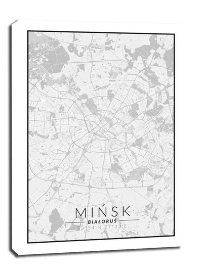 Obraz na płótnie, GALERIA PLAKATU, Mińsk mapa czarno biała, 60x80 cm Galeria Plakatu