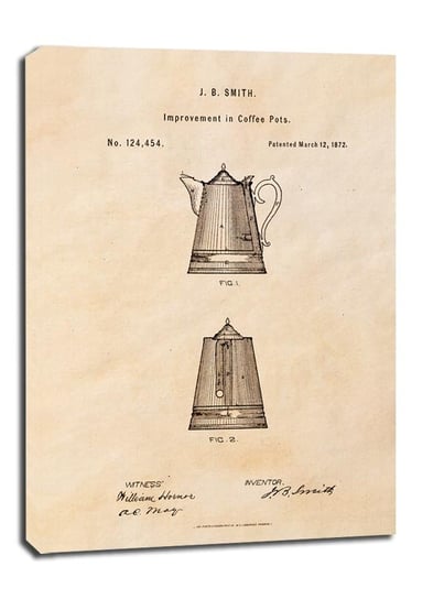 Obraz na płótnie, GALERIA PLAKATU, Patent Dzbanek na Kawę Projekt z 1872, 70x100 cm Galeria Plakatu