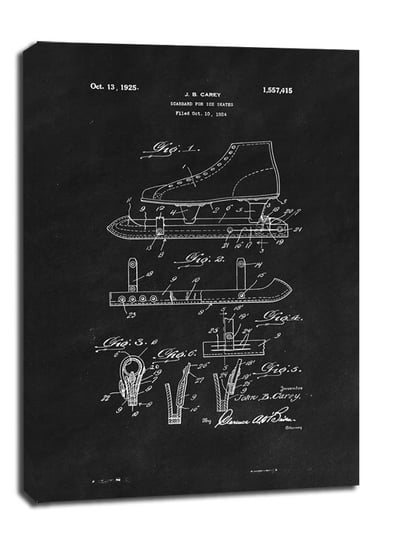 Obraz na płótnie, GALERIA PLAKATU, Patent Łyżwy Projekt z 1925, czarny, 20x30 cm Galeria Plakatu